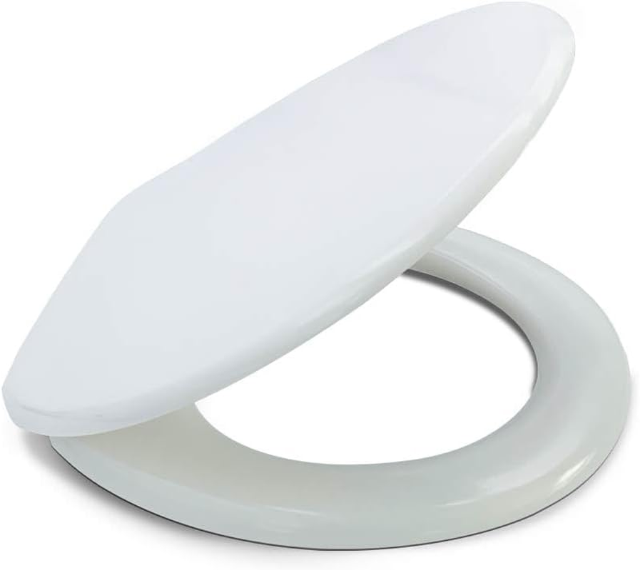 Toilet Seat White Thicken Heavy Duty Quick Release Oval Toilet Lid with Stainless Steel Hinge Elongated Toilet Seat Replacement for Standard Oval (Oval Soft Close Quick Release 01) image number 1