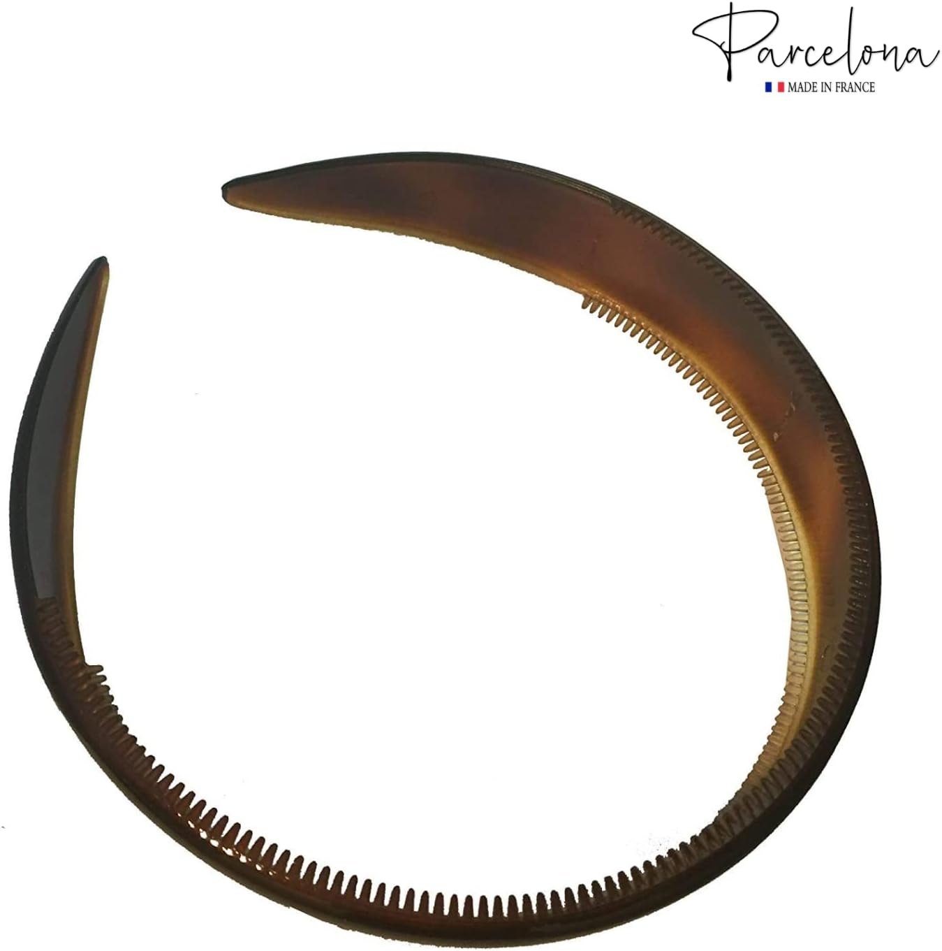 Parcelona French Extra Wide Tortoise Shell Brown Celluloid Inner Nibs Flexible Hair Headband Fashion Headband for Women Strong Hold Grip No Slip Durable Styling Girls Hair Accessories, Made in France image number 3