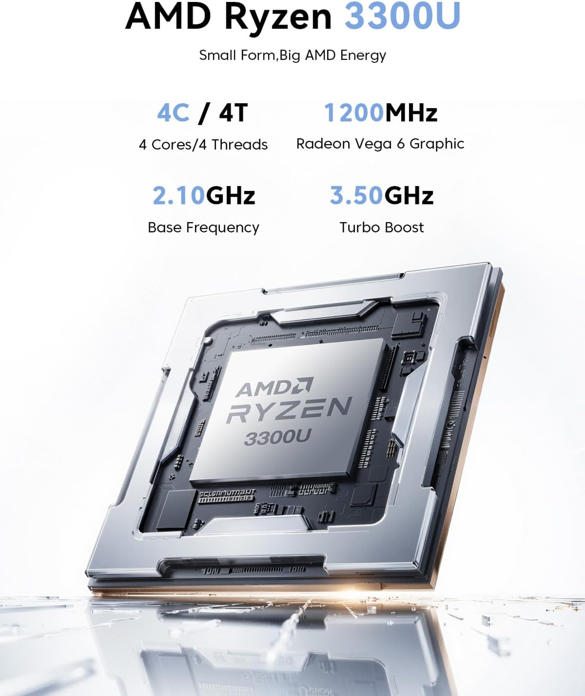 KAMRUI P1 Mini PC AMD Ryzen 3 3300U(Up to 3.5Ghz) 16GB DDR4 1TB SSD Mini PC Win11 Pro Mini Computer 4K@60Hz Triple Display HDMI+DP+USB-C Wifi BT RJ45 LAN VESA Mount Small PC for Home/Business/School image number 1