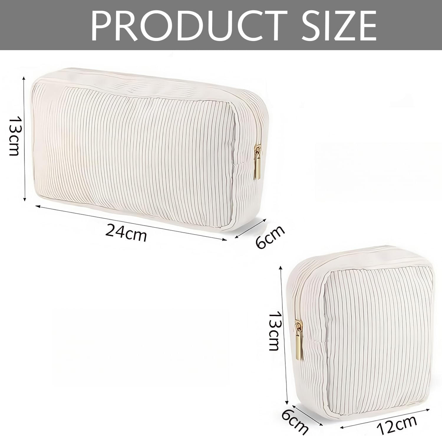 Cosmetic Bags for Women, Small, Small Cosmetic Bag, Cord Makeup Bag, Make up Bag with Compartments and Zip, Travel Cosmetic Bags, 2 Pieces, Beige Cosmetic Bag image number 1