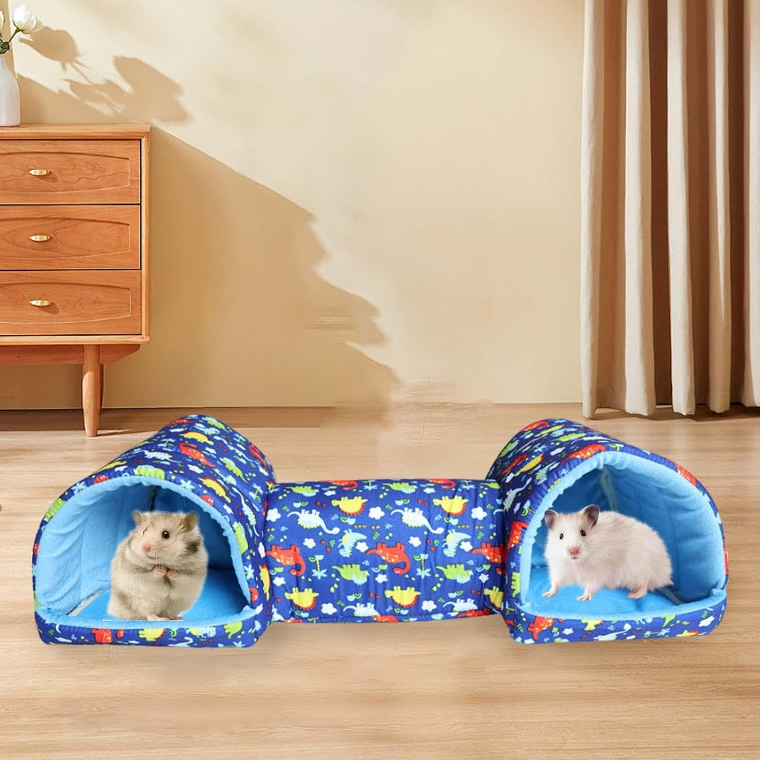 Generic Guinea Pig Tunnel and Bed Hamster Hideout Portable Entertainment Guinea Pig Bed Bunny House for Hedgehog Small Animals Rat, Blue image number 1