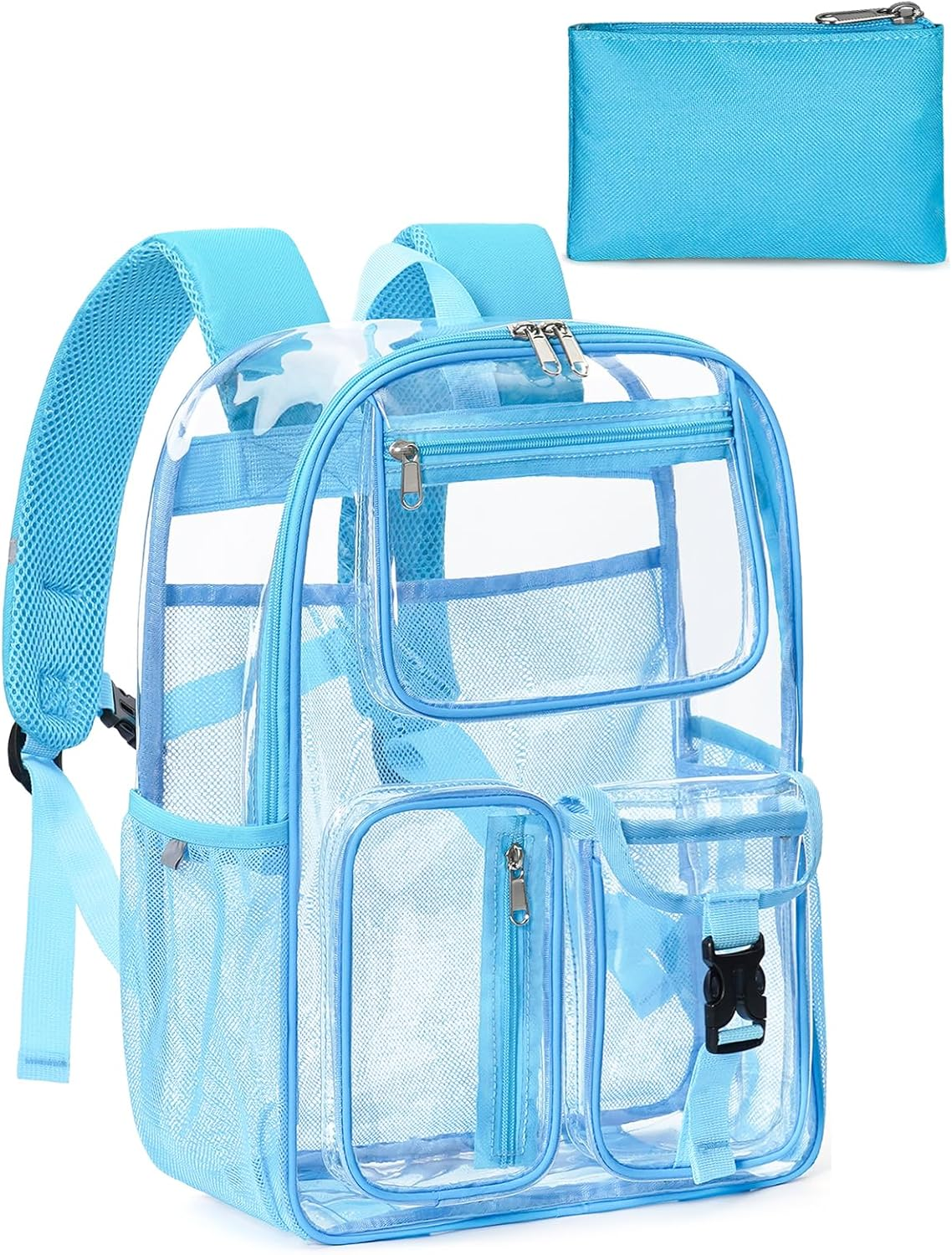 QOECI Heavy Duty Clear Backpack for School, 17 Inch Large Clear Bookbag for Women Men Boys Girls, See through Backpack image number 3