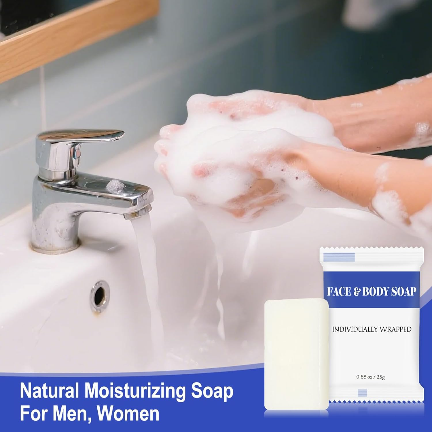 Travel Size Bars Soap in Bulk, Individually Wrapped Mini Small Body Hand and Face Soaps Toiletries Amenities for Hotel, Shelter/Homeless/Nursing Home/Charity/Motel/Guest Bathroom 0.88 Oz (30 Pack) image number 5