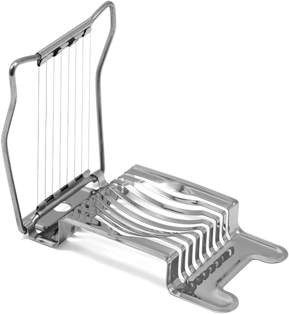 1 X Silver Egg Cutter Made of Stainless Steel, Multi-Purpose Egg Cutting Tool, Egg Separator for Eggs, Cutting, Boiled Eggs, Potato Cutter, Dishwasher Safe, Vegetable Slicer, Egg Cutter image number 4