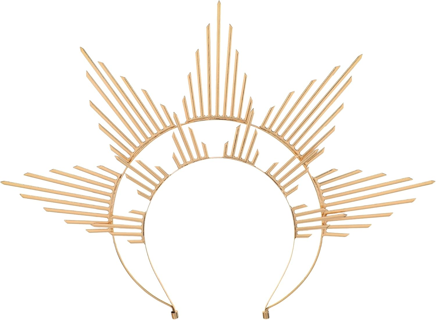 Partyforu Gold Goddess Halo Headband for Women, Goddess Crown Hairband for Photo Shoots, Sun Halo Crown Headpiece for Renfaire Cosplay image number 3