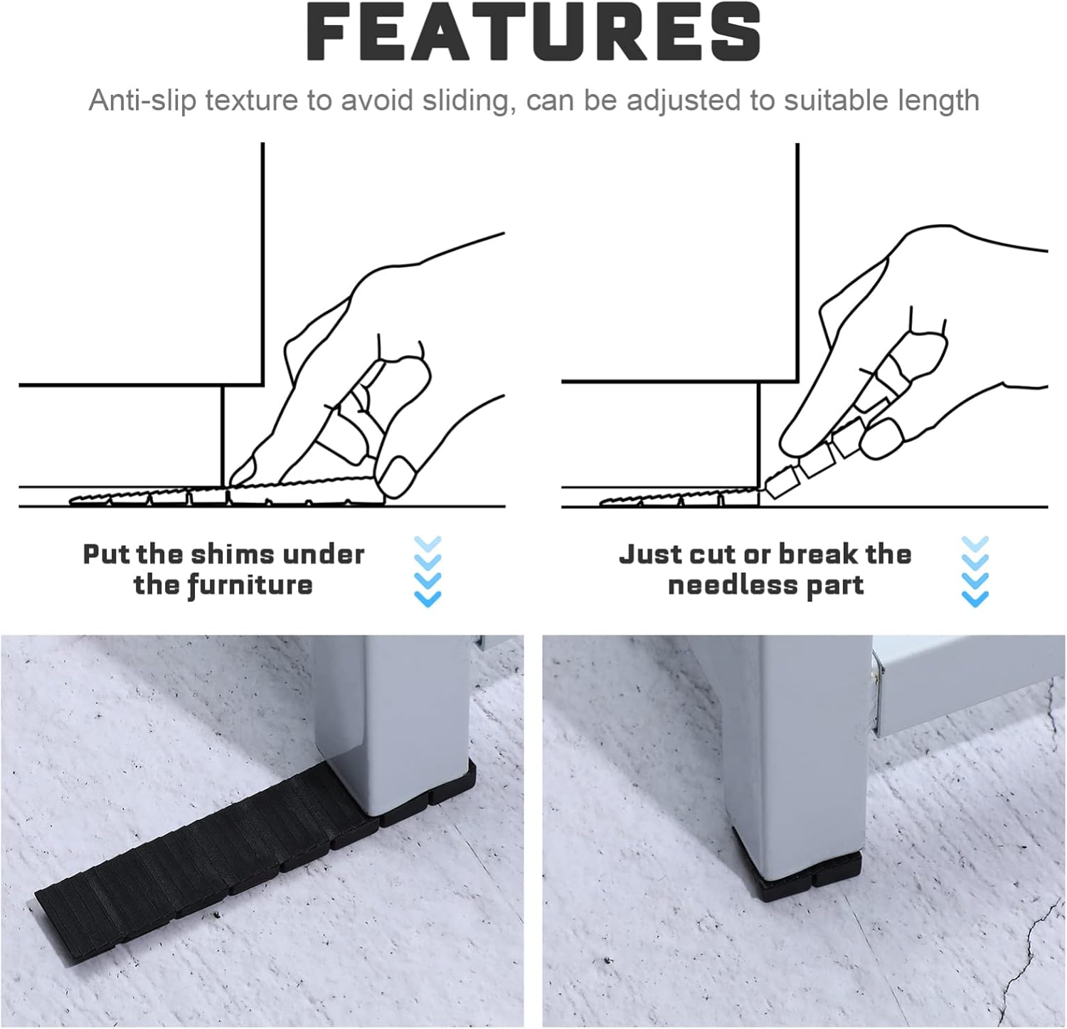 TEHAUX Furniture Leveling Shims, Plastic Level Wedge Anti-Slip Bed Shims Wedge Levelers for Home Improvement Leveling Bookcases, Sofas, Tables, Bookshelves, 20Pcs image number 1