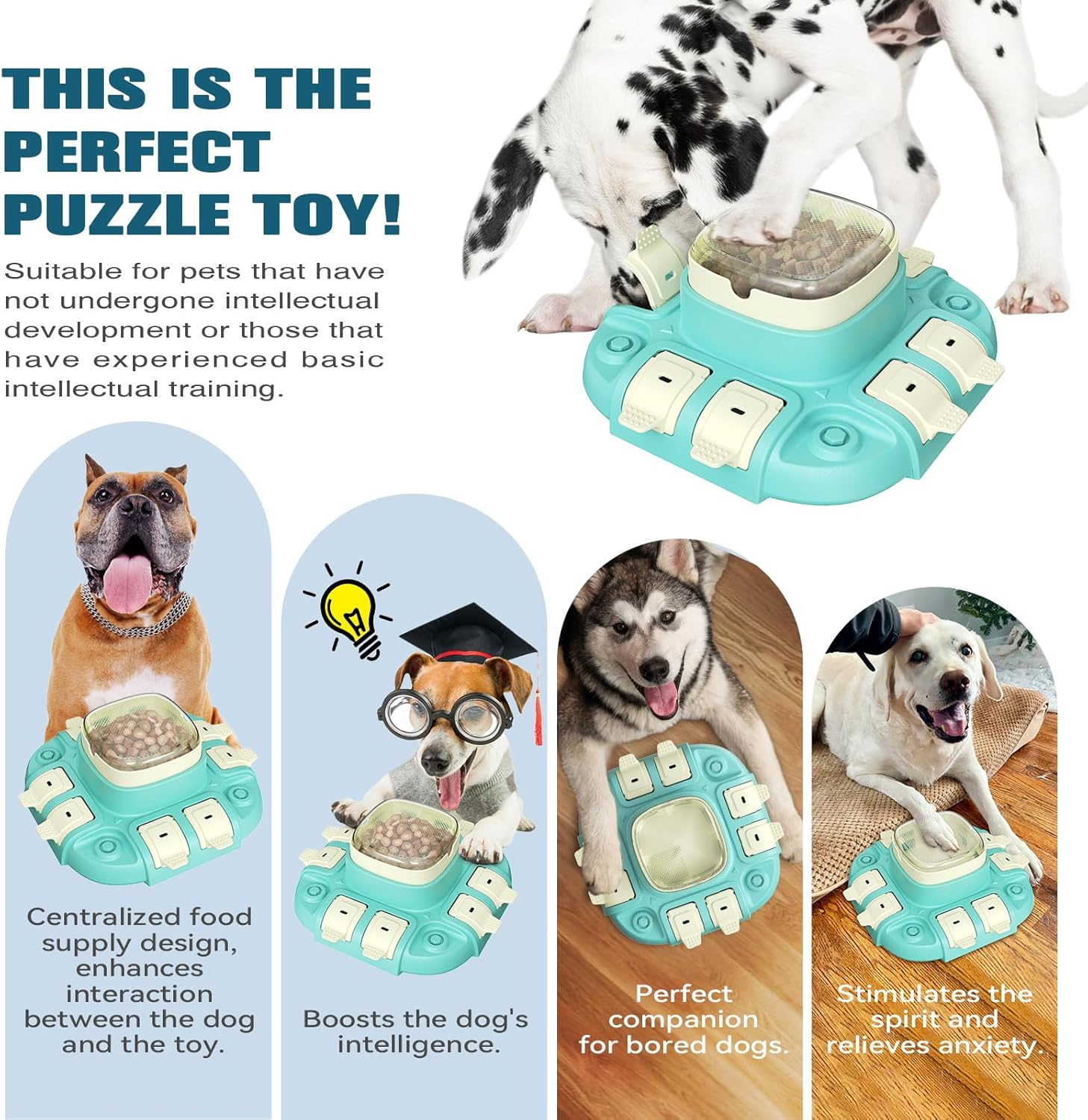 Romicta Dog Puzzle Toy with Slow Feeder, 2 Levels IQ Training & Entertainment for All Breeds, Interactive Treat Feeder, Anti-Tip Design, Large Capacity, Promotes Healthy Eating & Reduces Boredom image number 5