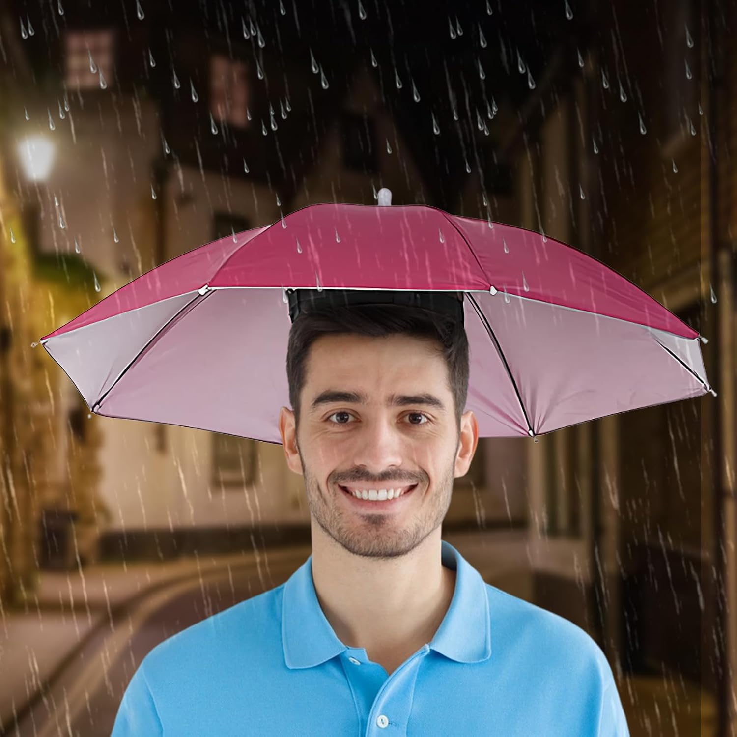 Hat Umbrella | UV Protection Umbrella Hat,Foldable Breathable Men Headgear Waterproof Outdoor Gear for Men Ladies Adults Kids Women - Colorful image number 3