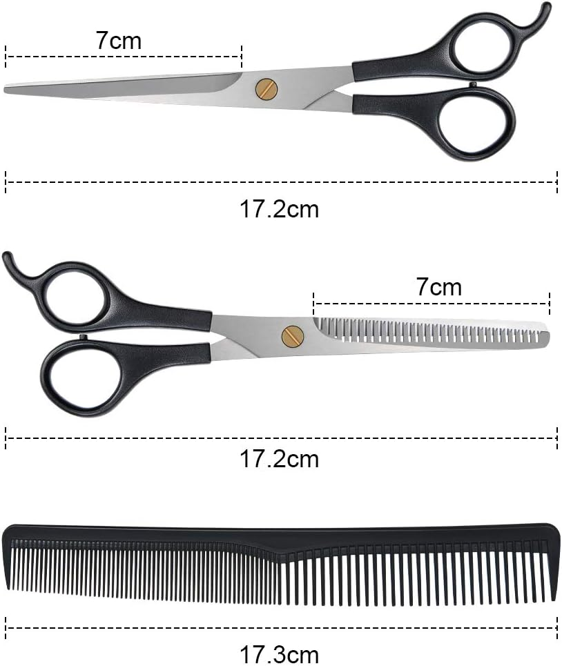 URAQT Professional Hairdressing Scissors, Professional Hairdressing Scissors Slimming Hair Cutting Scissors Thinning Scissors Set Stainless Steel with Comb (17.3Cm) image number 4