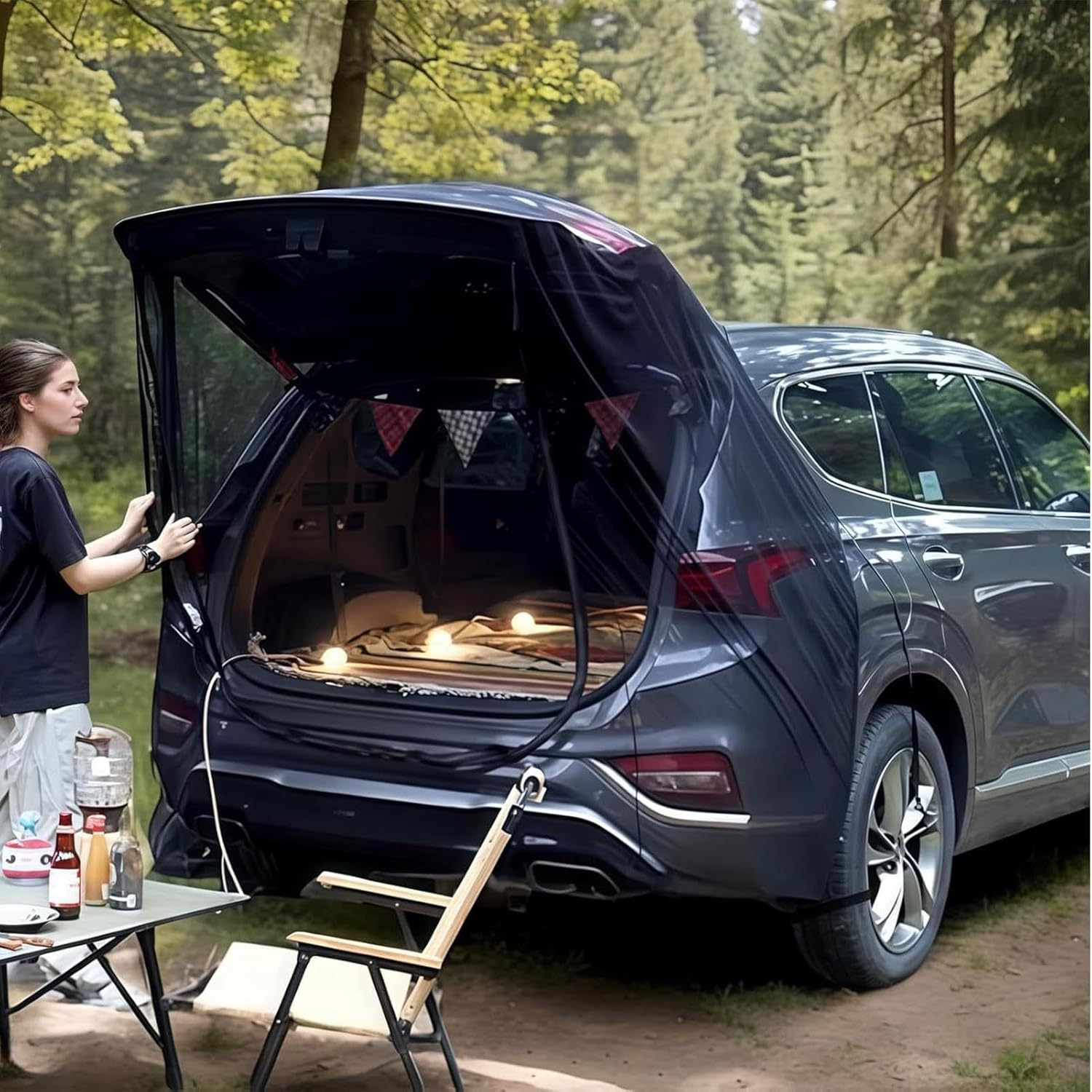 Tent Tailgate Shelter - Car Awning Camping Sun Shelter | Car Awning Tent | Anti-Gnat Mesh Cover Ventilation for Tailgate Setups Toilet Privacy for Beach Roadside RV Truck Bed Long Travel - 185X205Cm image number 4