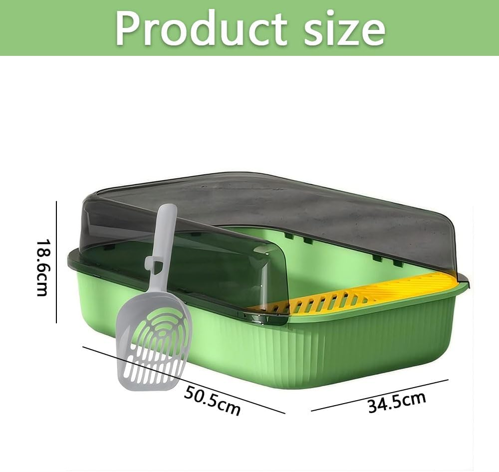 Open Top Cat Litter Box, Anti-Splashing Large Cat Litter Pan, Semi-Closed Removable Cat Cleaning Basin Kitten Toilet with Litter Sifting Scoop and Sides for Small & Medium Size Pets image number 6