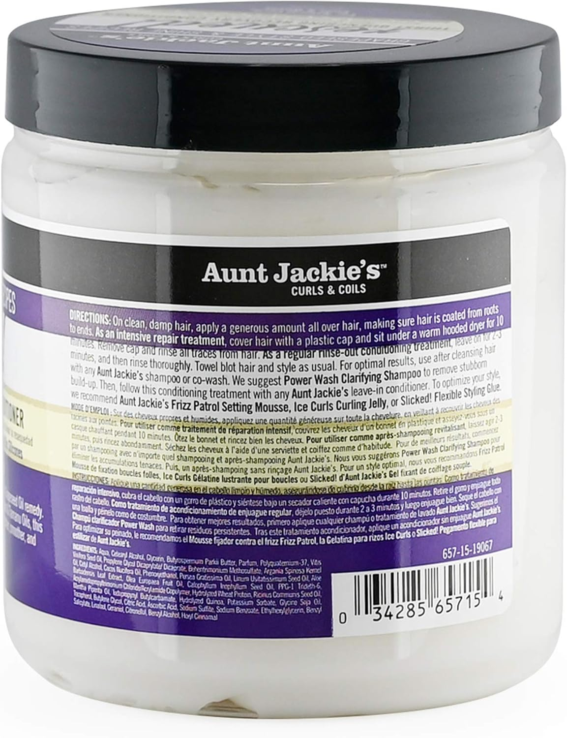 Aunt Jackie'S Grapeseed Style and Shine Recipes Rescued Thirst Quenching Hair Recovery Conditioner Repair Treatment, Seals in Moisture, 15 Oz image number 3