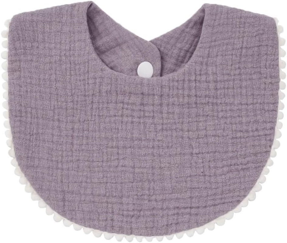 Nishine 4 Pack Muslin Baby Drool Bibs,Toddler Boys Girls Cotton Drooling Bibs,Feeding Teething Bibs with Snap - Yellow Pack-4Pcs image number 3