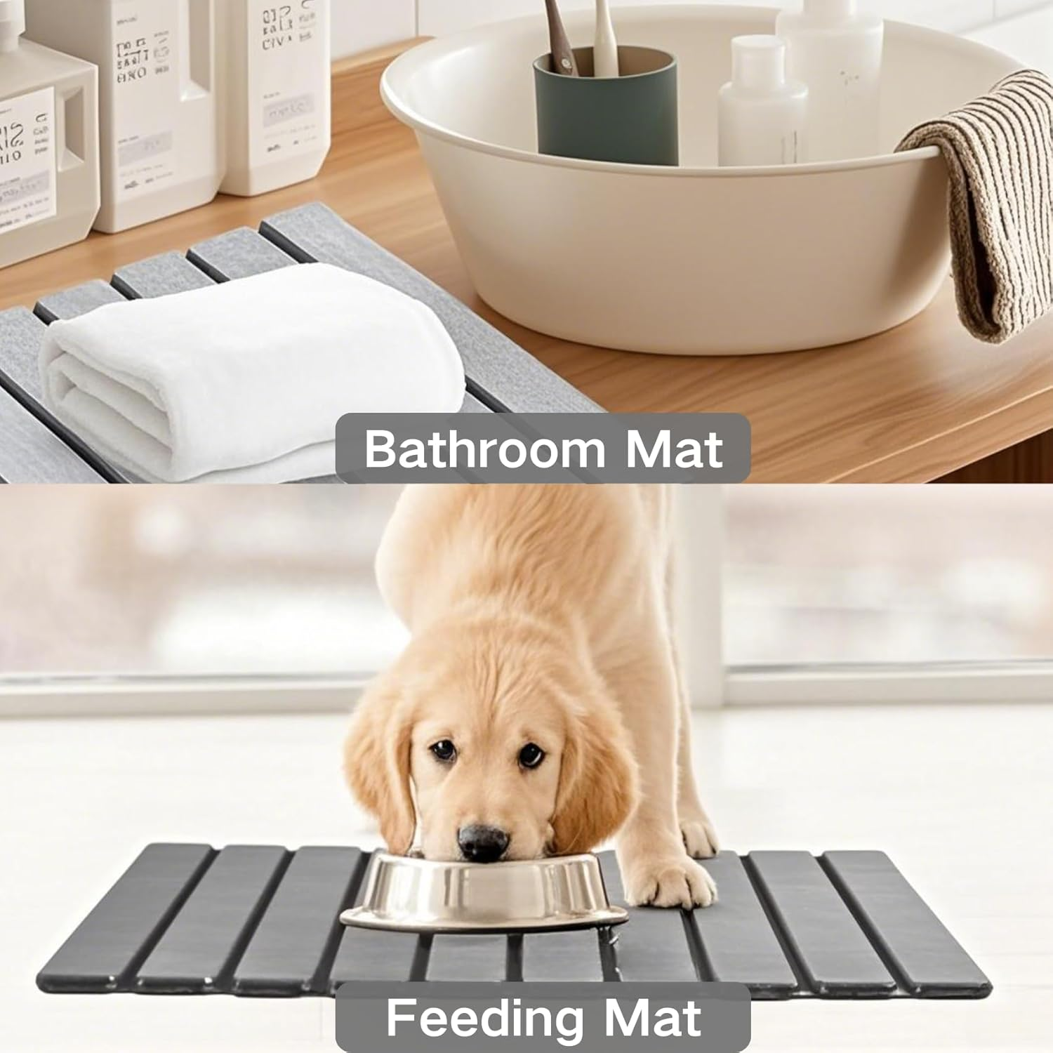 Stone Dish Drying Mat for Kitchen Counter, Foldable Absorbent Diatomaceous Earth Mat Quick Dry for Kitchen Dishes, Bottles, Cups, or Bathroom Any Countertop 60&times;39Cm (Deep Grey) image number 2