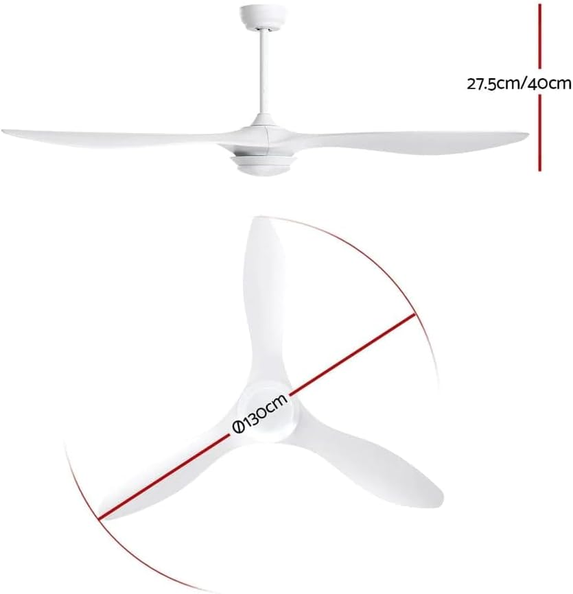 Devanti 52" Ceiling Fan with Light and Remote, 3 ABS Blades, DC Motor, 6 Speeds, 8H Timer, Reversible, 3 Colour LED Lighting, Suitable for Indoor Bedroom Living Room &ndash; White image number 5