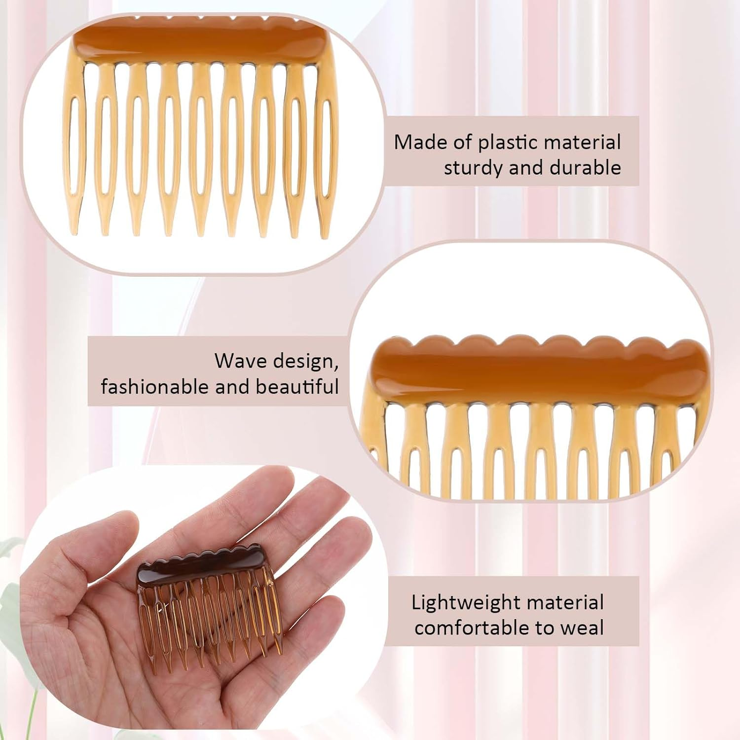 French Side Combs - 24-Piece Set, Wedding Decorative Combs for Women Girls, Plastic - 4 Colors image number 2