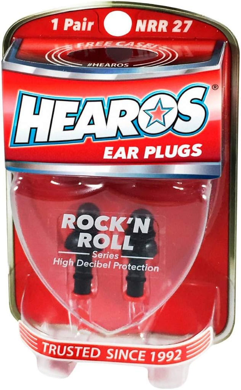 Hearos Rock 'N Roll Ear Plugs (NRR 27) (1 Pair W/Carry Case)