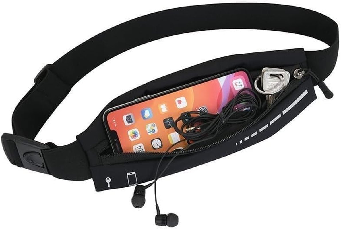 Slim Running Belt Fanny Pack, Adjustable Reflective Phone Holder Runners Waist Pouch Belt for Workout, Money Belt Running Gift Gear Accessories (Black) image number 3