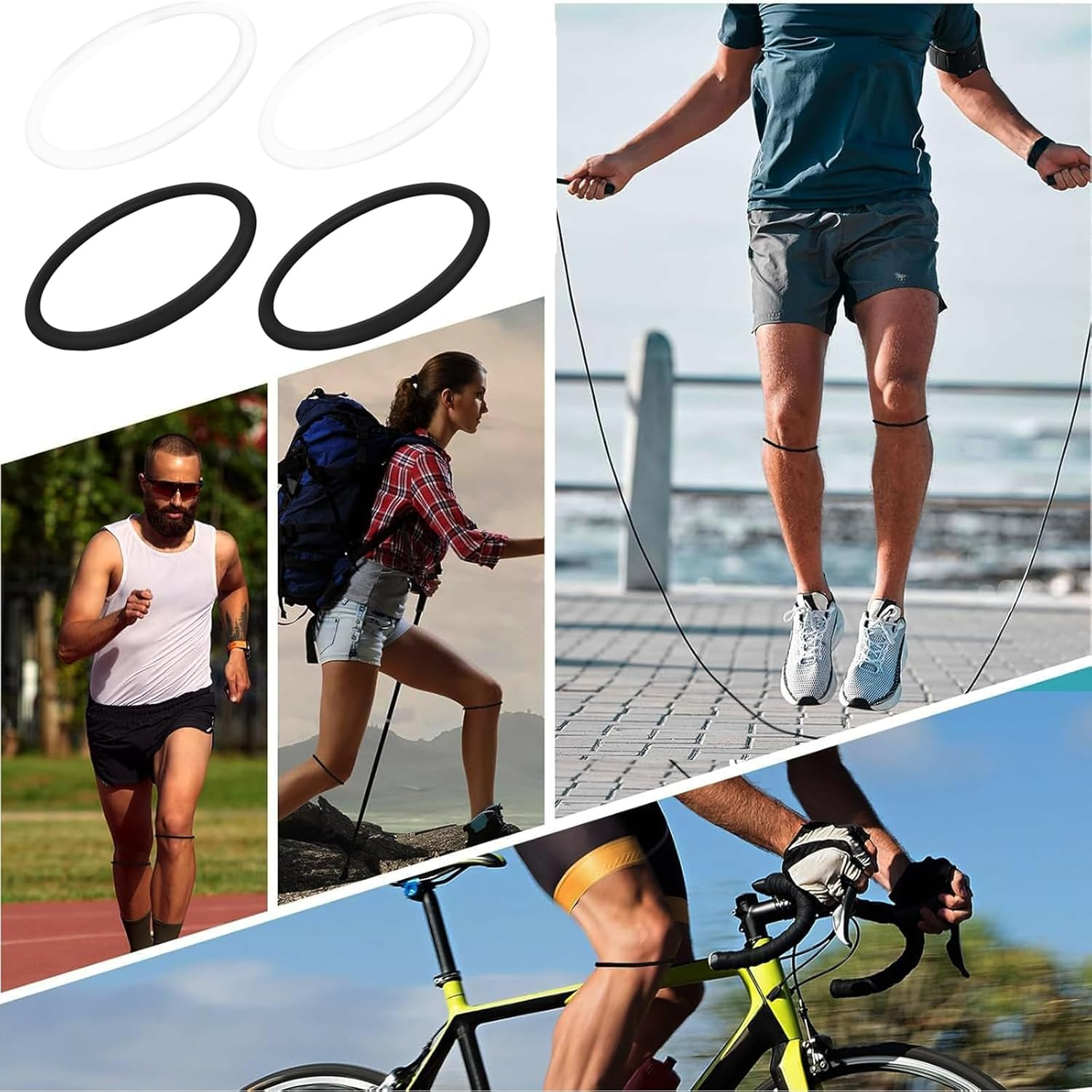 Patella Knee Strap Knee Brace Patella Band 4 Pack, Athletics Elasticity Fixed Protection Patella Ring 2 Pair High Compression Elastic Rubber Patella Knee Strap Bone Knee Rope Ring (4 Pack) image number 3