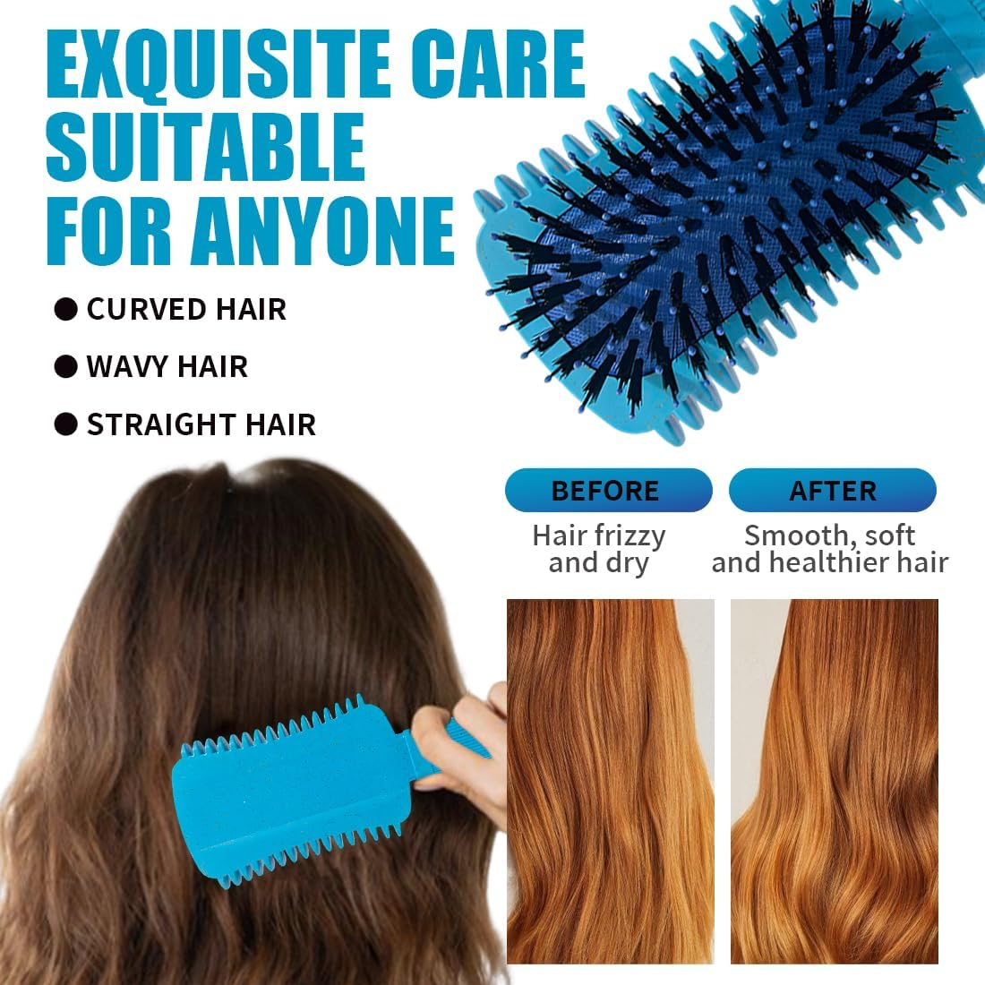 JAWUZ Curl Defining Brush, 2025 Improved Curly Hair Brush, Hair Brush Curls, Versatile Curling Brush, Curl Brush for Women, Curly Hair, Hair Care (Blue)