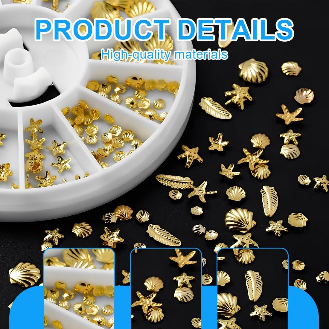 Tomedeks 2 Boxes 3D Nail Charms,Gold Silver Nail Stuff,3D Metal Nail Charms,Nail Art Charms,Summer Beach Charms,Nail Gems,Assorted Styles,Girls Nail Art DIY Accessories image number 2