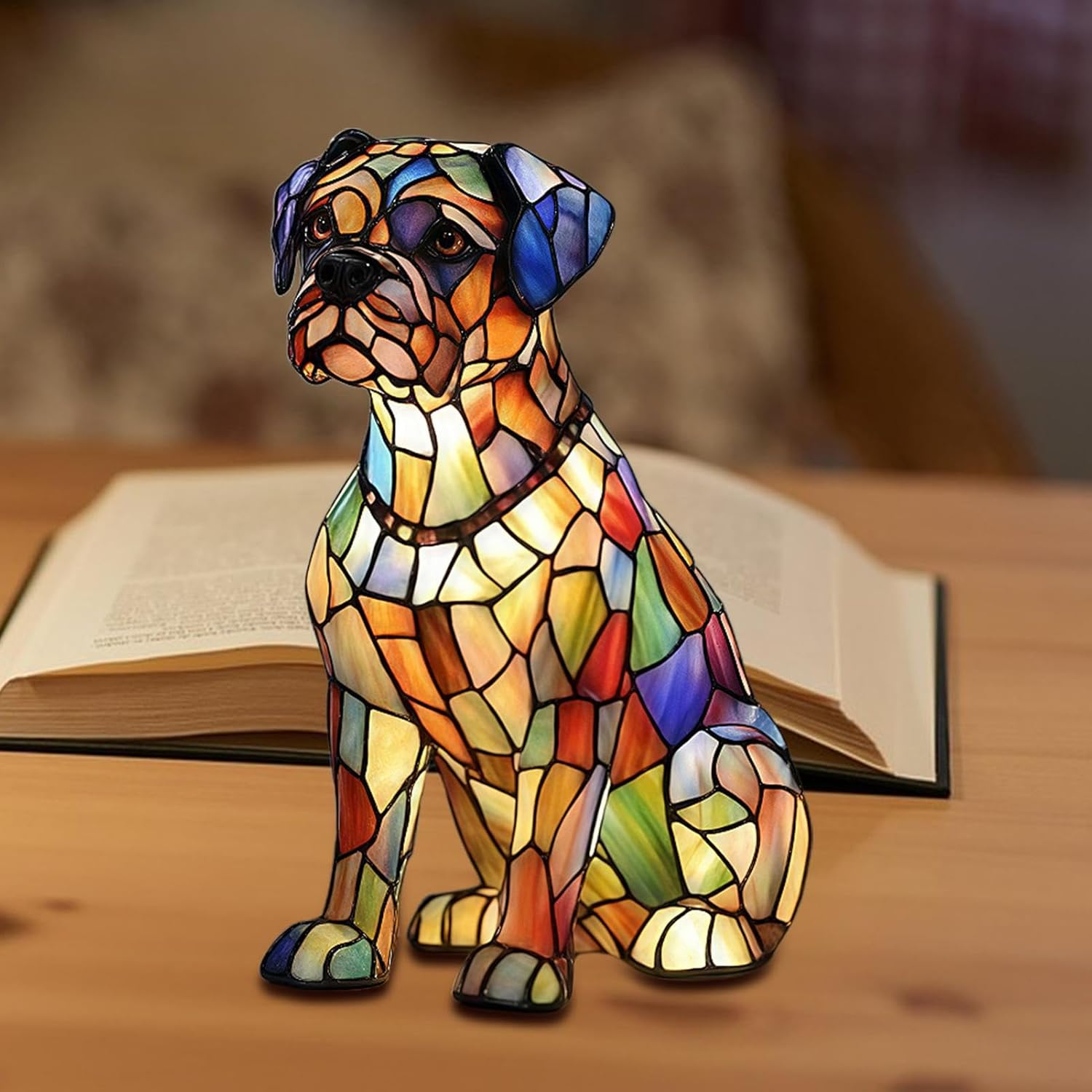 LED Table Light, Night Light Resin Themed Dogs for Bedside, Rechargeable LED Atmosphere Lamp for Bedside Table in Bedroom and Children'S Room image number 2