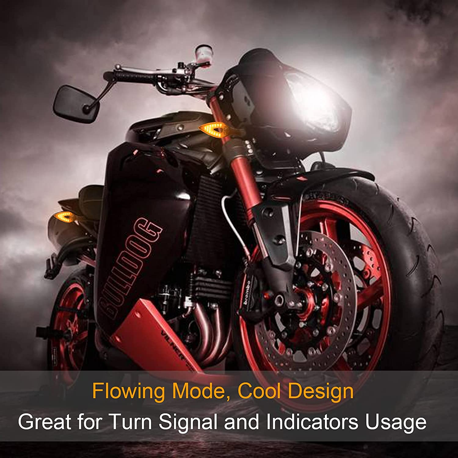 Kinstecks 4PCS Motorcycle Indicators Flowing Turn Signal Lights Motorbike Turning Indicators 12V 14 Leds Bulbs for Motorcycle Motorbike Scooter Quad Cruiser off Road image number 6