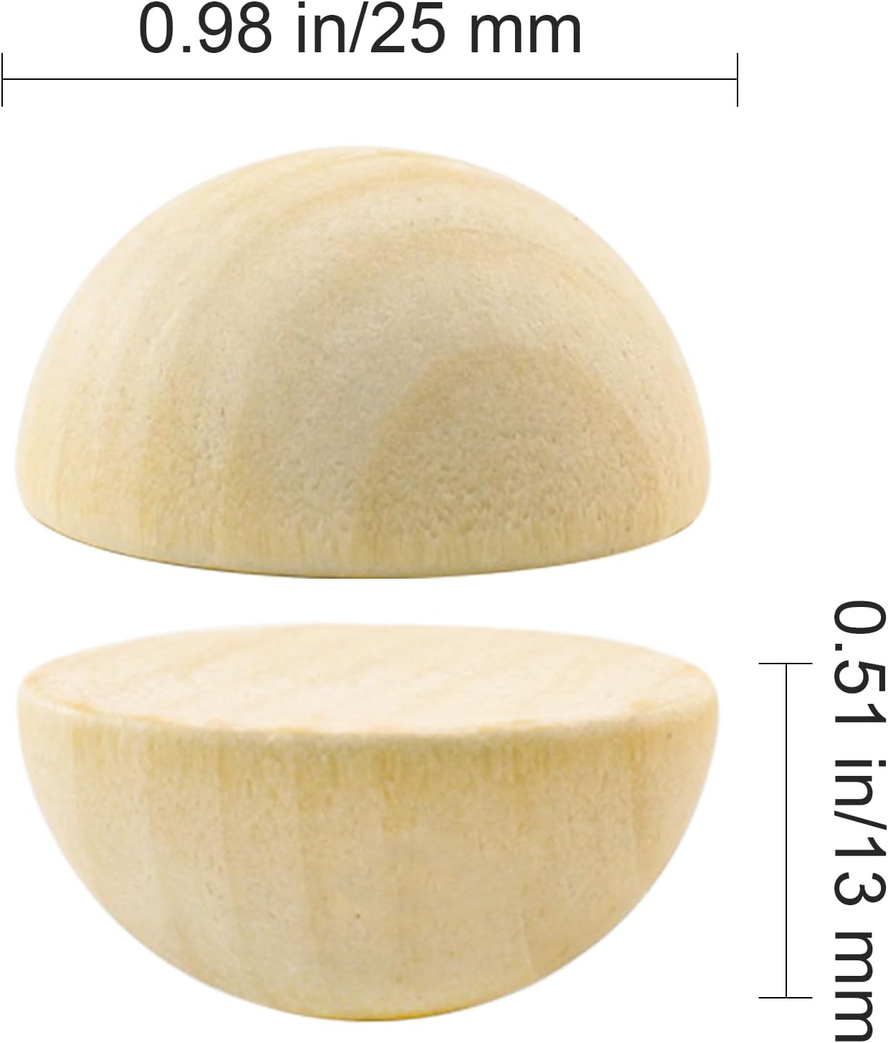 Enkrio 100PCS Half Wood Balls 1Inch Split Wood Balls Unfinished Natural Half Beads for DIY Crafts Gnome Noses Home Decor (25Mm) image number 2