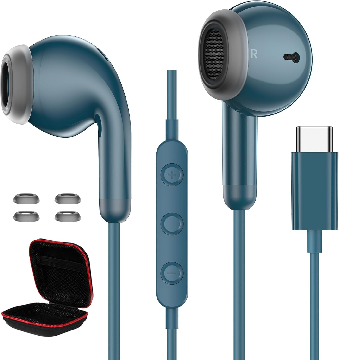 USB C Headphones for Samsung S25 Ultra S24 S23 S22 A54 Type C In-Ear Headphones with Wired Hifi Stereo Earphones with Microphone and Volume Control for Iphone 17 Pro Max 16 15 plus Ipad for Google