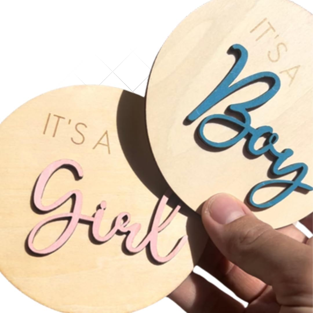 Gender Reveal Wooden Plaques (Set of 2) &ndash; It'S a Girl & It'S a Boy Signs | Baby Announcement Keepsake | Baby Shower Photo Prop & Party D&eacute;cor image number 2
