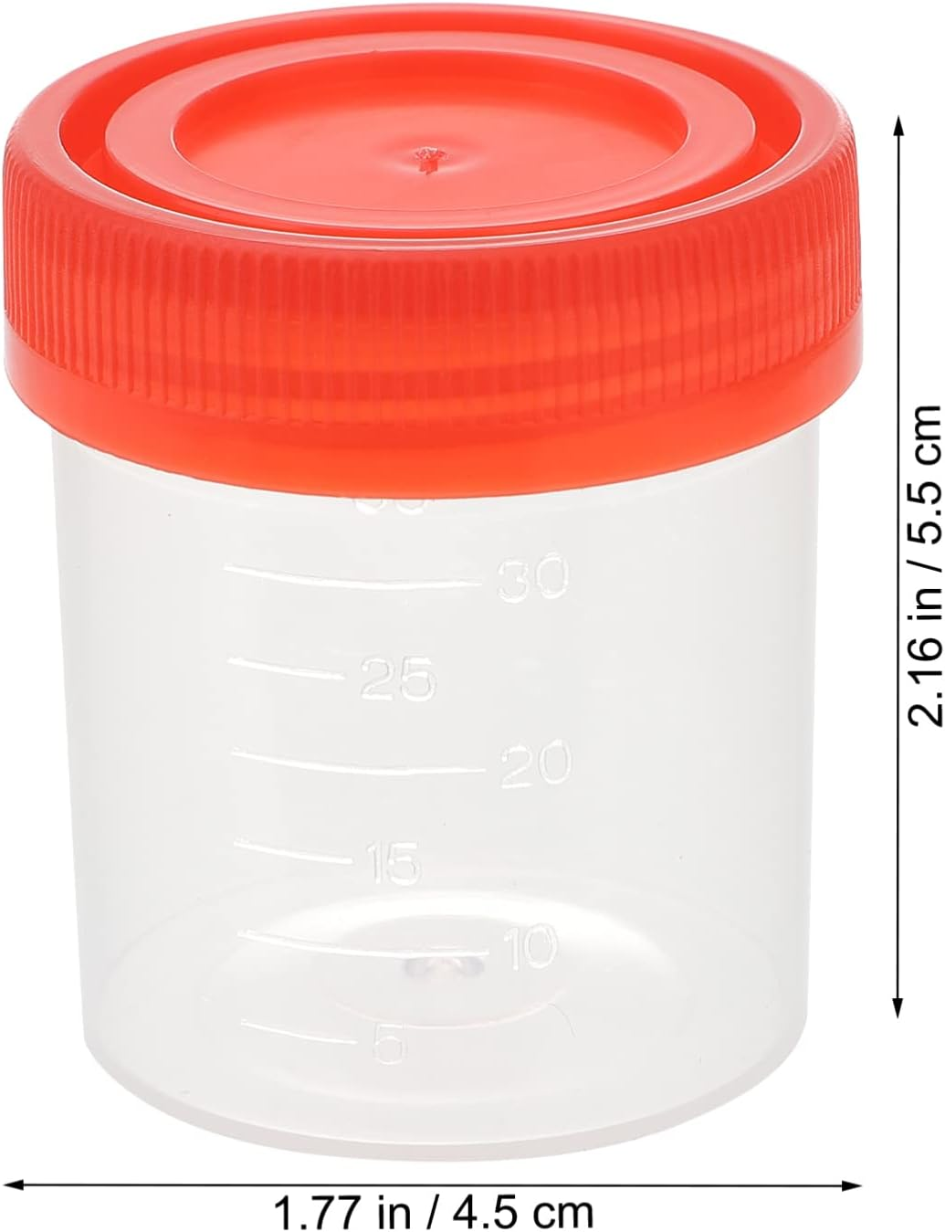 Iplusmile Specimen Cups with Screw on Lids, 25 Pack Urine Specimen Containers, Sample Jars with Scale for Pee, Stool, Sample Collection for Testing image number 1
