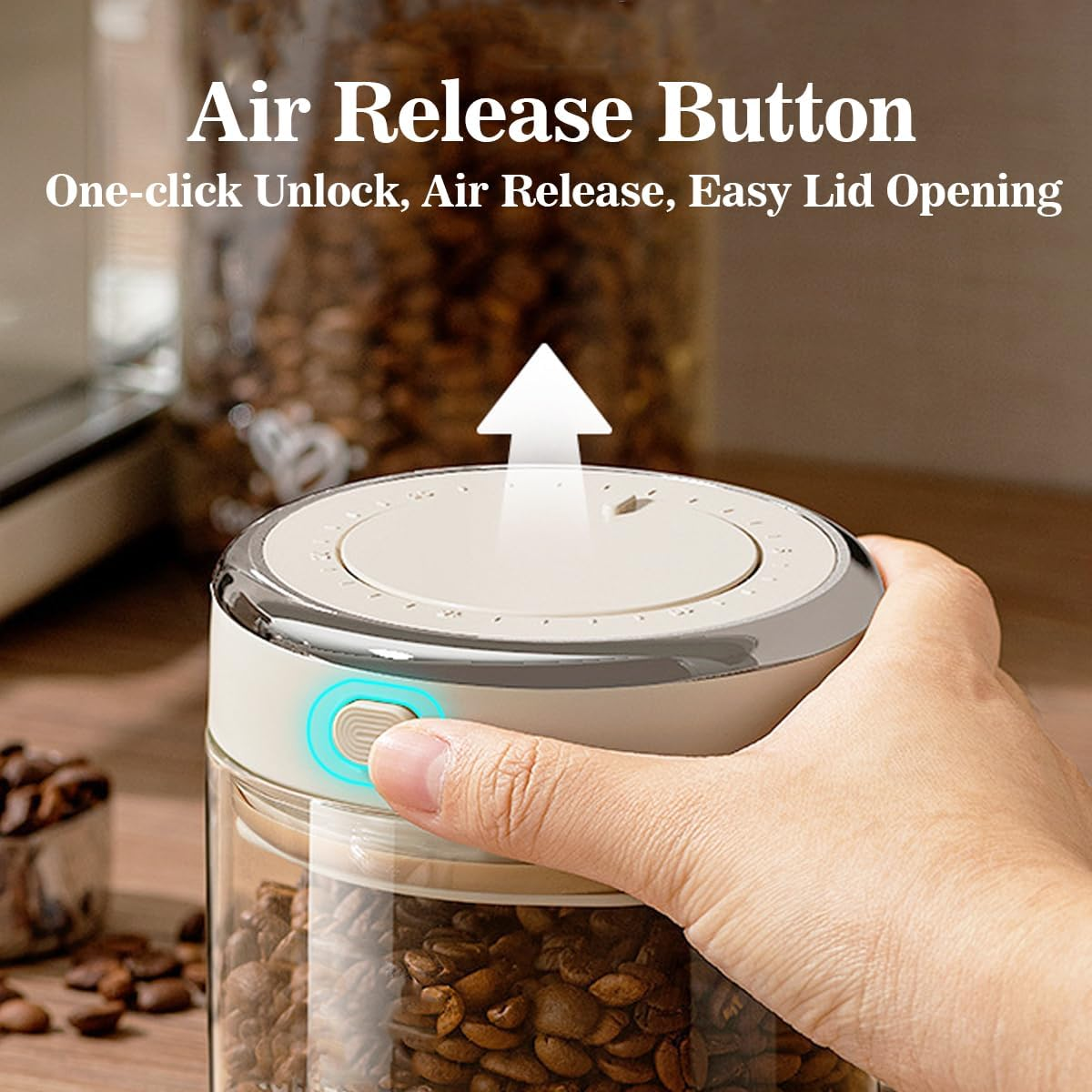 Blissify Coffee Bean Storage Container, Airtight Coffee Canister with One-Way Valve Airtight Lid, Premium Borosilicate Glass Coffee Jar for Beans, Ground, Tea, Sugar, 1700Ml image number 4