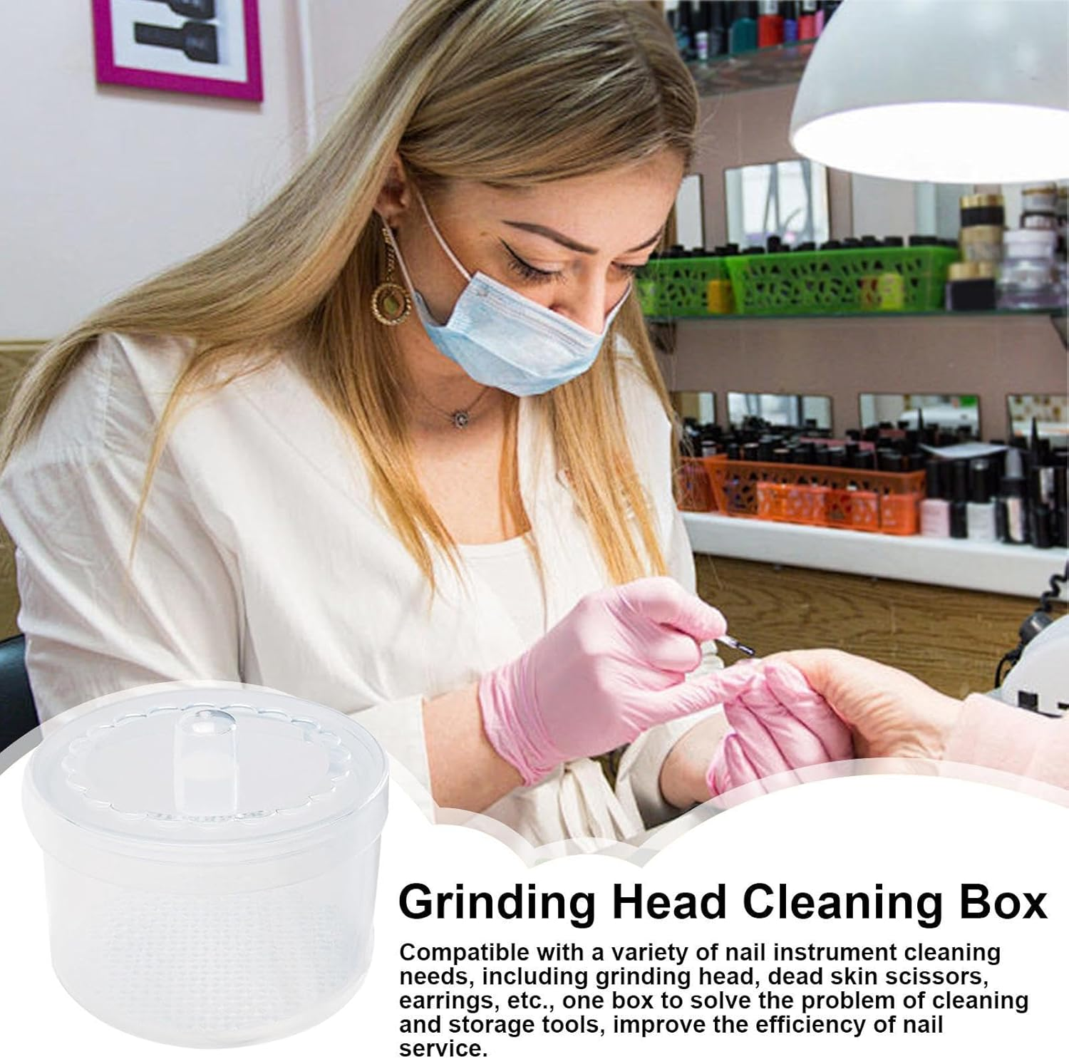 Nail Tool Box - Nail Tool Sterilizer Tray | Double Filter Portable Cleaning Tray for Travel Manicure Station Accessories Drill Bits Tweezer Health - Pink image number 5