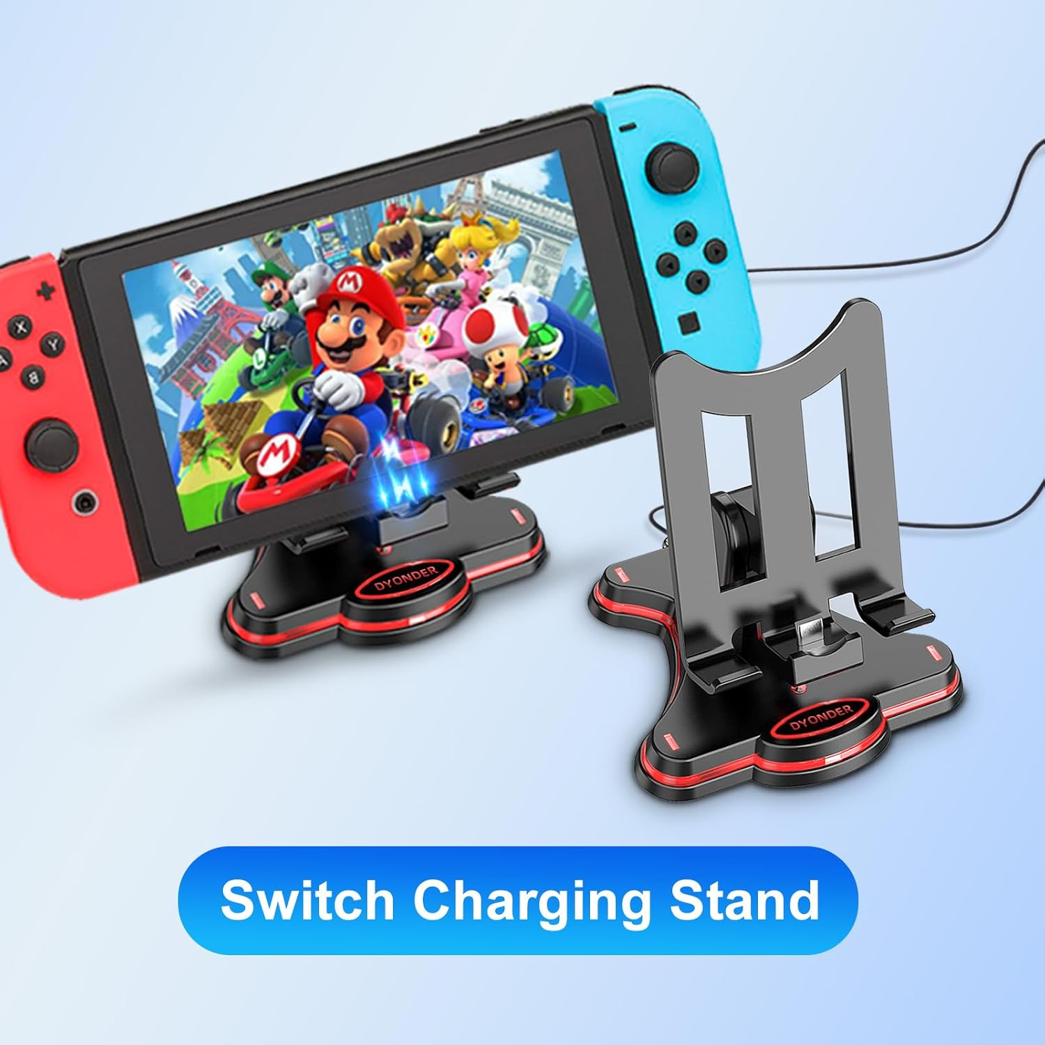 Charging Stand for Switch/Lite/Oled, Portable Foldable Non-Slip Bracket, Adjustable Charging Stand, with Type C Charger Port (Black)