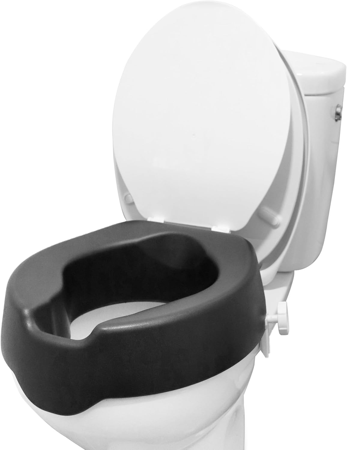 KMINA - Soft Toilet Seat with Lid 10 Cm, Toilet Booster Seat for Seniors, Raised Toilet Seat 10 Cm, Toilet Attachment for Seniors, Booster Seat Toilet, Toilet Seat Raisers, Black image number 2
