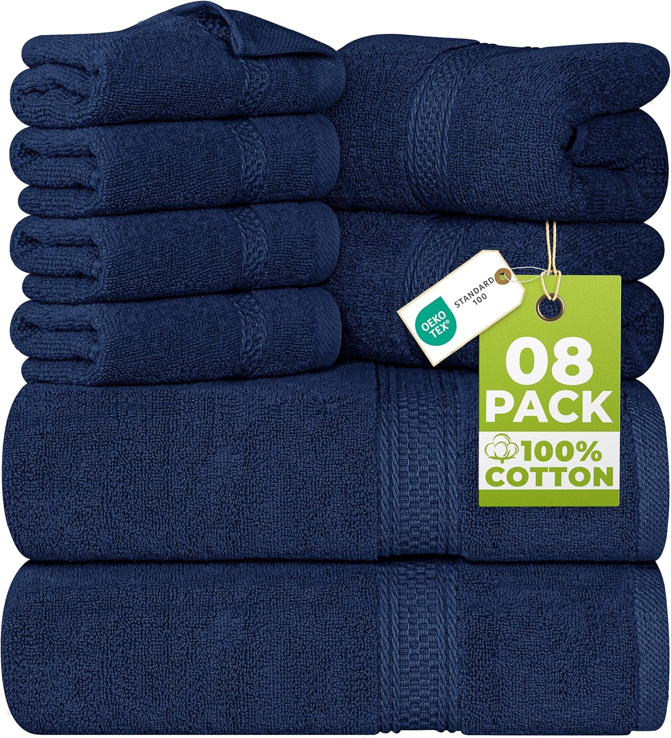 Utopia Towels 8-Piece Premium Towel Set, 2 Bath Towels, 2 Hand Towels, and 4 Wash Cloths, 600 GSM 100% Ring Spun Cotton Highly Absorbent Towels for Bathroom, Gym, Hotel, and Spa (Dark Brown) (UT1060)