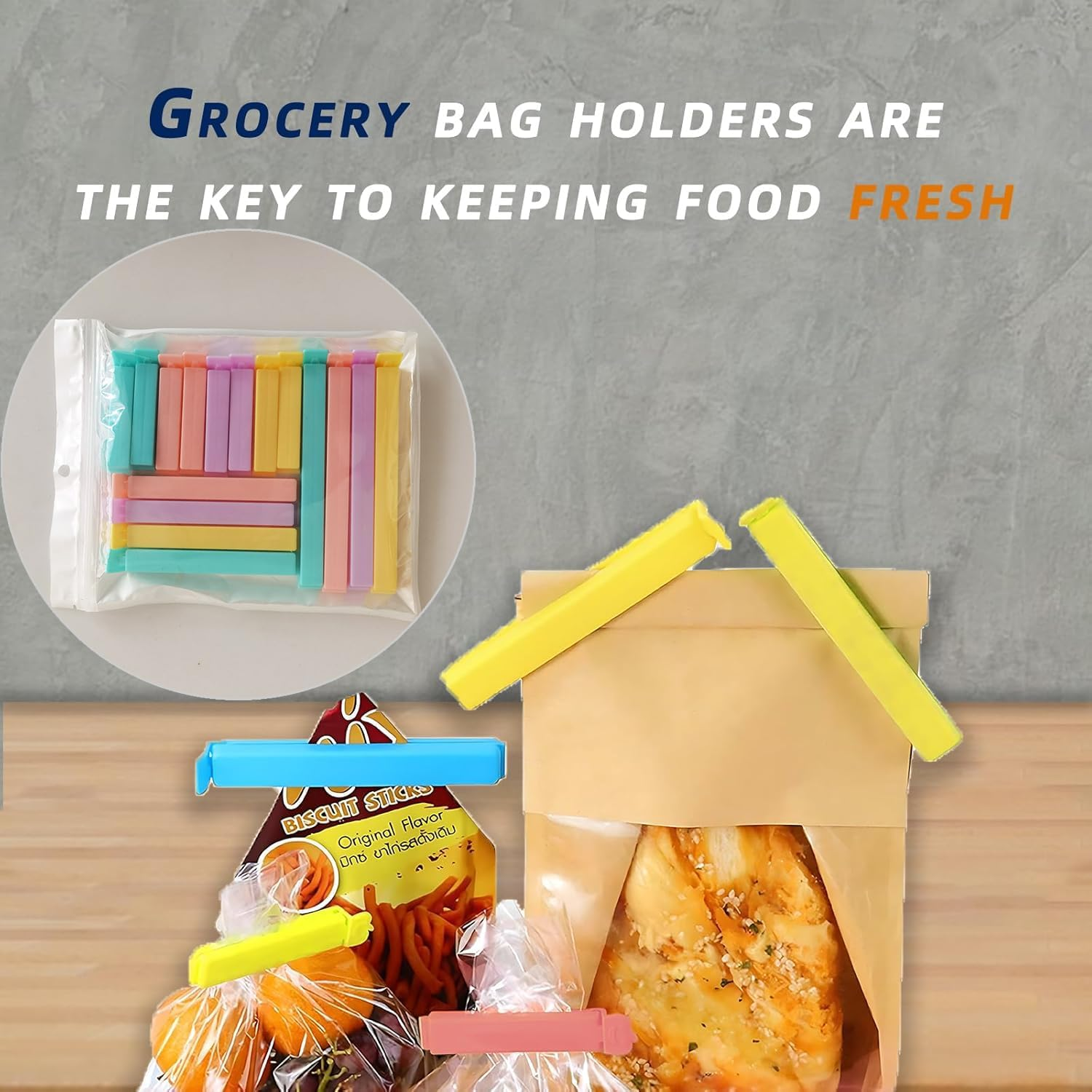 Yharnamite 16 Pcs Bag Sealing Clips, 3 Sizes Reusable Plastic Food Clips Bag Clips, Sealing Clips for Food Storage, Keeping Food Fresh image number 4