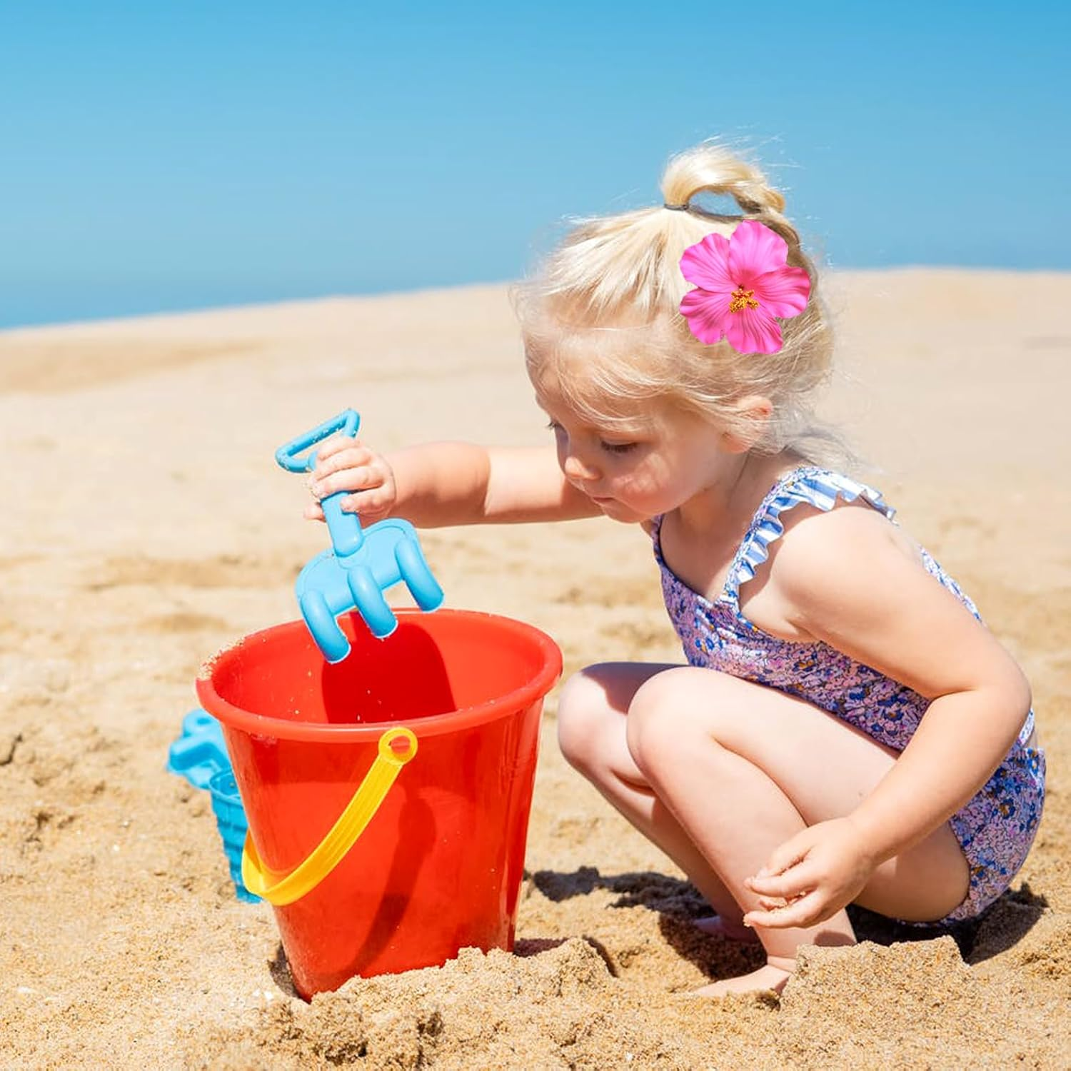 Youery Pack of 5 Hair Clip Flower Hawaii Hair Clip for Women, Plumeria Hibiscus Hair Clip, Artificial Flower Clips for Holiday, Beach Party, Pool, Cruise, Photoshoot image number 1