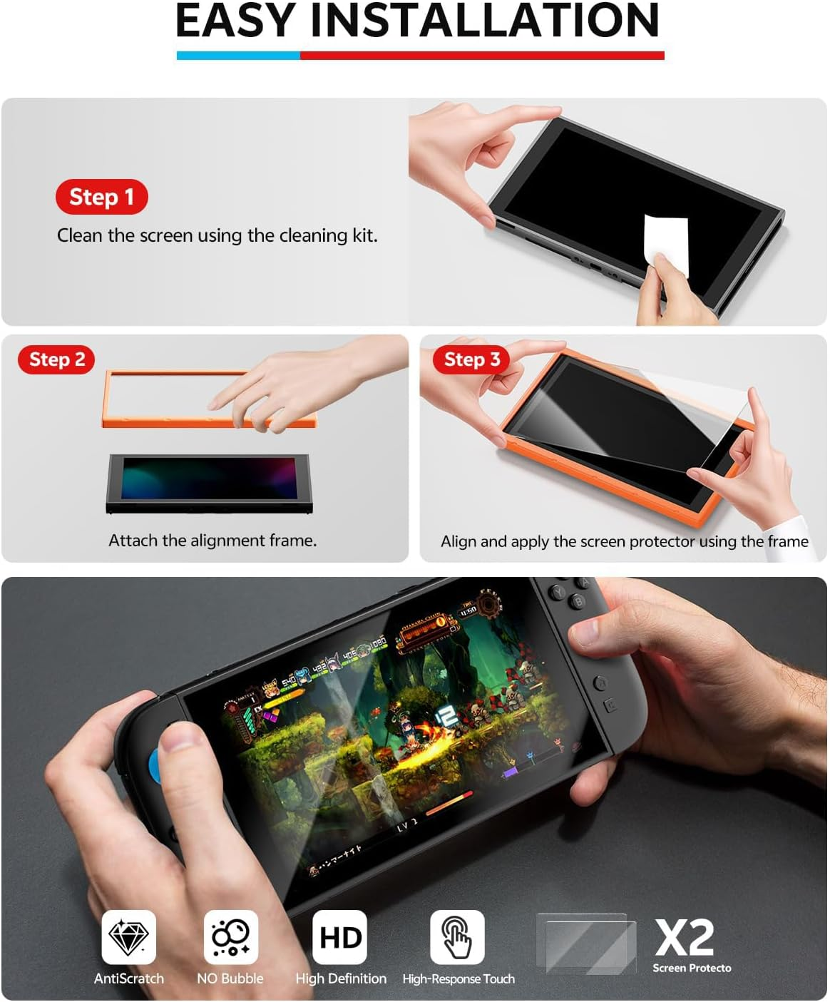 Nintendo Switch 2 Accessories Bundle,16 in 1 Premium Game Kit: Hard Carrying Case with Storage Compartments, 2X Tempered Glass Screen Protectors with Alignment Frame, Steering Wheel for Mario Kart, Ergonomic Grip for Joycon Controllers & Console Protective Cover image number 1