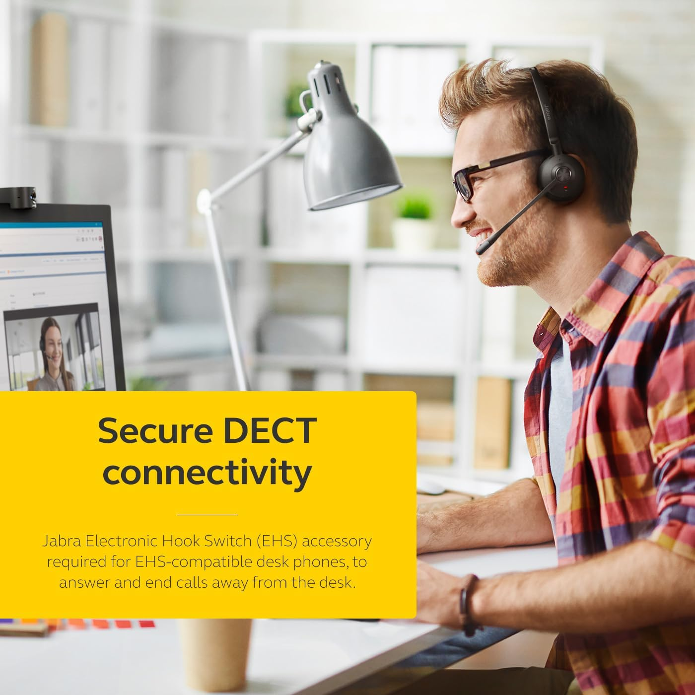 Jabra Engage 65 SE Wireless Stereo Headset - Advanced Noise Cancelling Mic - DECT Security + Military Grade Encryp - 150M Range - on Ear Headphones - Clearvoice - Crystal Clear Calls - 13Hrs Talk Time image number 3