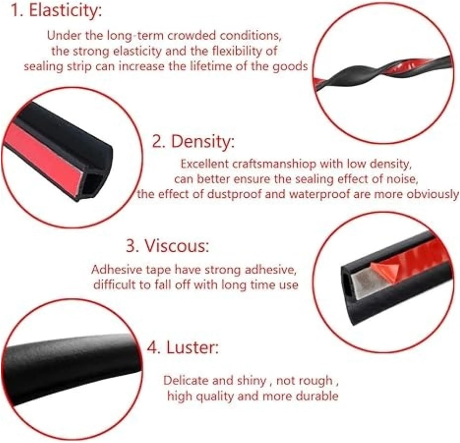 Kalione Car Door Seal Strip, Z-Shape Rubber Weatherstrip, 4M/13Ft Black Edge Trim Guards, Hollow Design for Window Door Engine Cover, Waterproof Noise Reduction image number 3