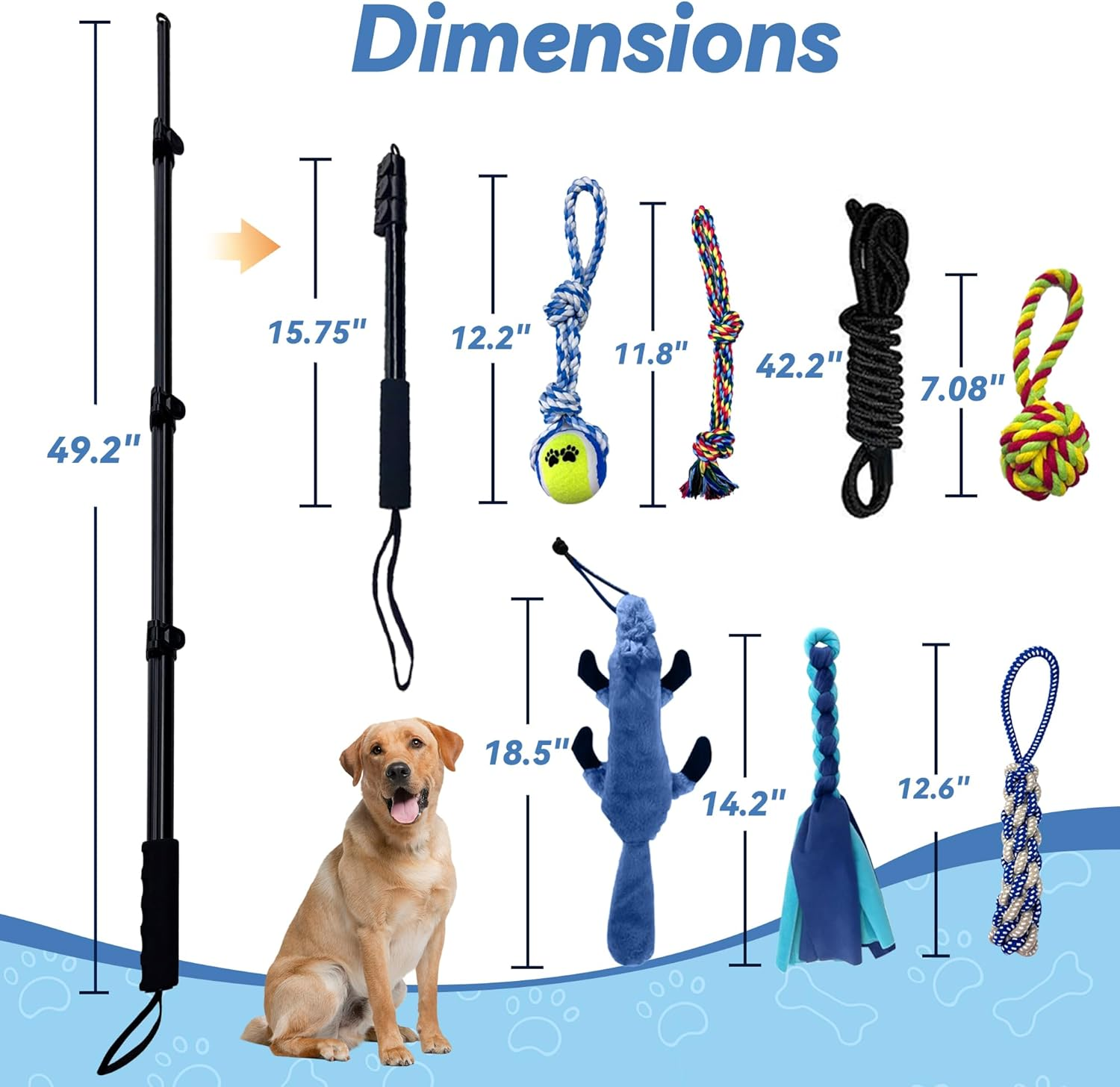 GRETMIX Flirt Pole for Dogs, 49" Dog Extendable Teaser Wand, Dog Flirt Pole with Cotton Rope Tether Lure Toys for Fun Obedience Training & Exercise, Interactive Dog Toys for Large/Medium/Small Dogs image number 6