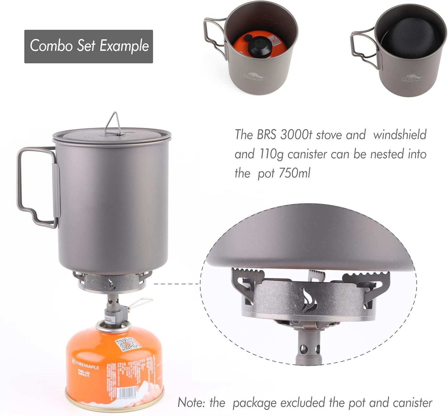BRS Stove BRS 3000T Stove and Windscreen Combo Set Titanium Windshield Camp Stove Wind Screen with Storage Box for Outdoor Camping Backpacking image number 4