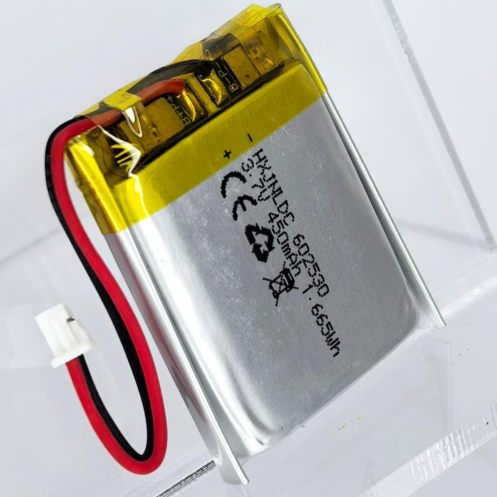 DC 3.7V 450Mah 602530 Rechargeable Lithium Polymer Battery, Suitable for DIY 3.7-5V Electronic Products with Built-In 2-Wire Battery Replacement and LED Lights image number 5