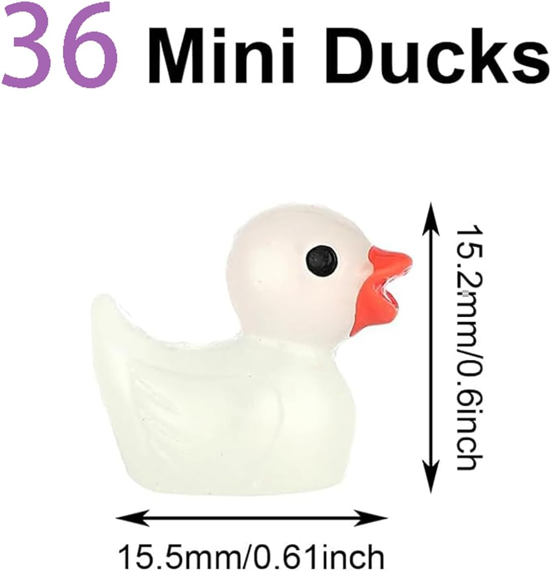 Fokmuaex 36PCS Glow in the Dark Duck Figurines - Mini Resin Garden Decor, Cute Nighttime Ornaments for Micro Landscapes, Home & Tabletop Accents image number 5