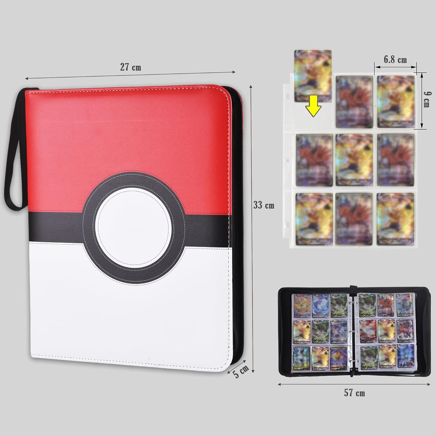 LIKHOPER Card Binder 9 Pockets, 900 Pockets Card Holder with 50 Removable Sleeves, Trading Card Collector Zipper Album Holder, Card Folder for MTG, TCG, Sports Cards image number 4