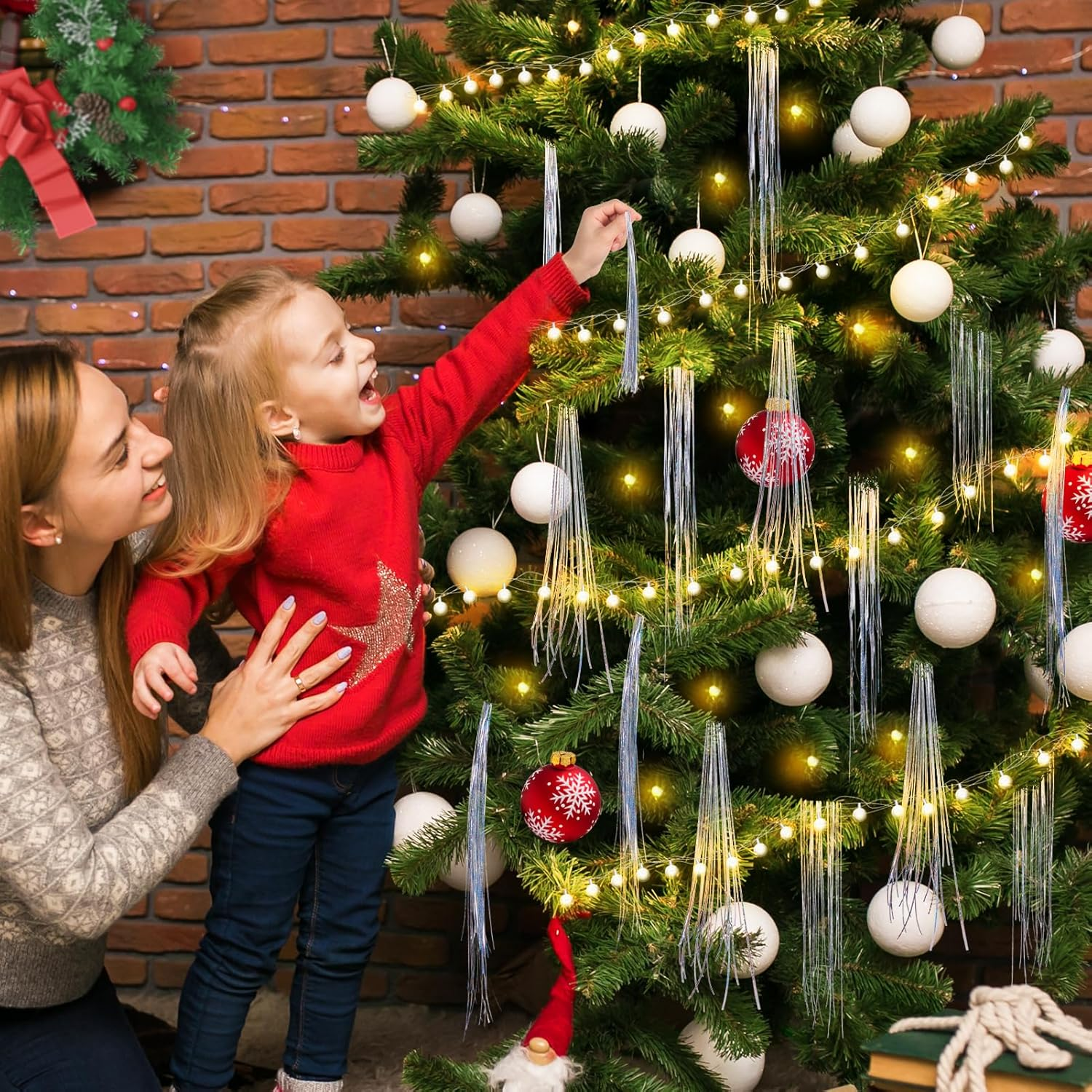 Icicles Tinsel - 5000 Strands 19" Icicle Tinsel Strands for Christmas Tree- Shiny Foil Fringes Tinsel Christmas Tree Decorations for Xmas Tree Holiday Decor Birthday Wedding Party Supplies, Iridescent - Silver image number 5