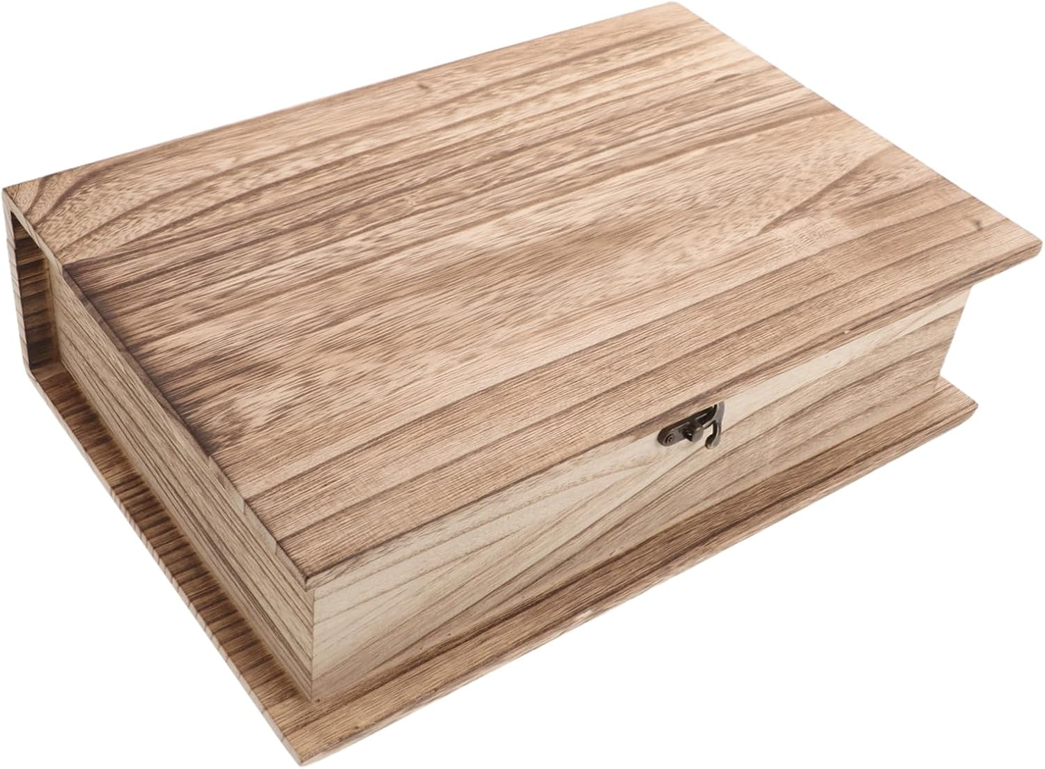 Vintage Large Wooden Storage Box Hinged Lid and Clasp Lock Rectangular Keepsake Memorial Box for Home Organization and Memory Storage image number 6