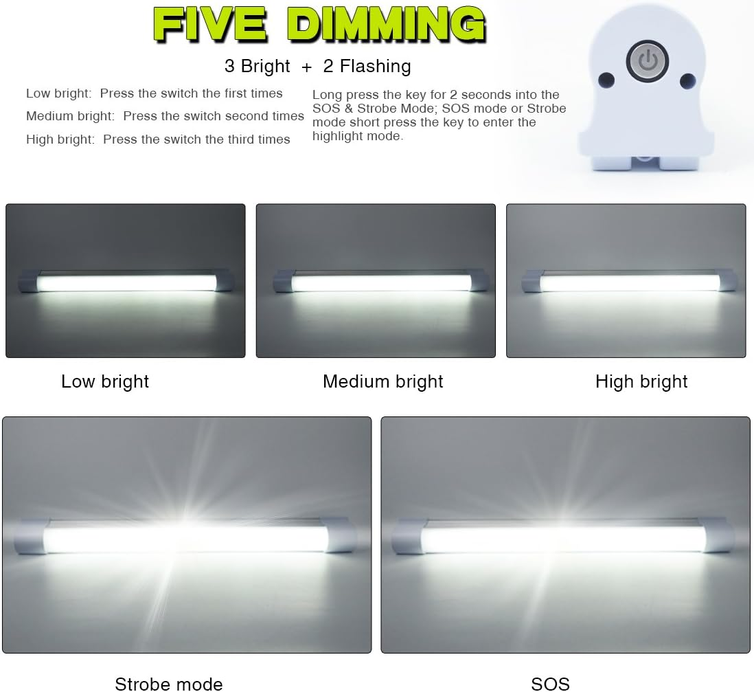 Camping Lights, LETOUR LED Tube Magnetic Work Light Bar 120W 1200Lumens 5 Dimmable Levels Camping Lantern USB Rechargeable Magnetic Lights Endurance for 80Hours (LT-LTK120 120Watts) image number 4