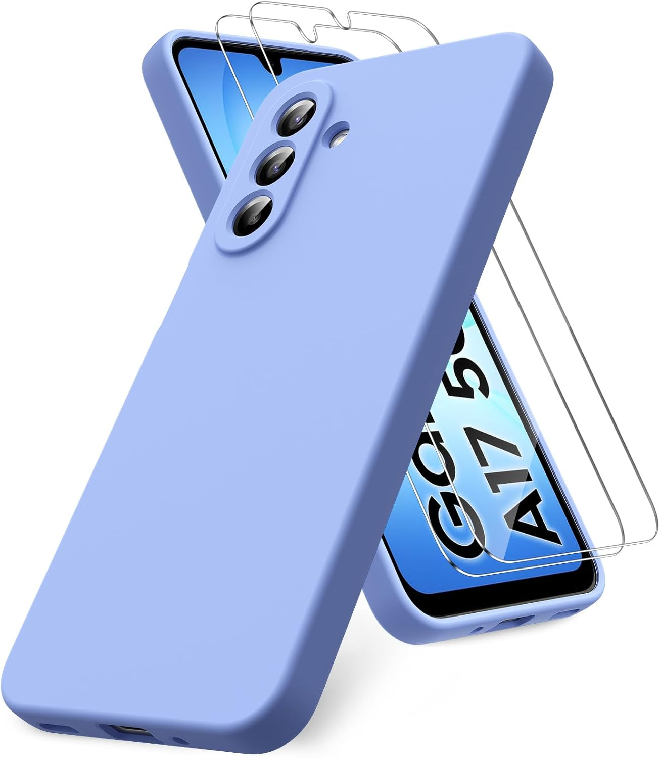 Vansdon Case for Samsung Galaxy A16 4G/5G, 2 Pack Tempered Glass Screen Protector, Soft TPU Liquid Silicone Case, Shockproof Rubber Silicone Gel Case - Orange